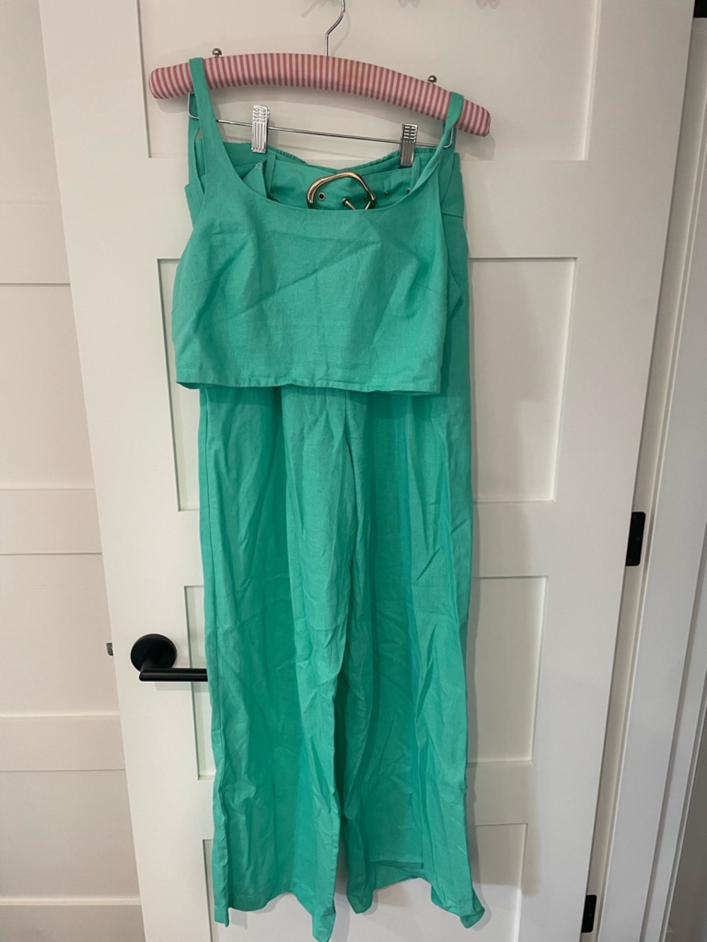 House of Harlow Teal Linen Blend Pant and Tank Set